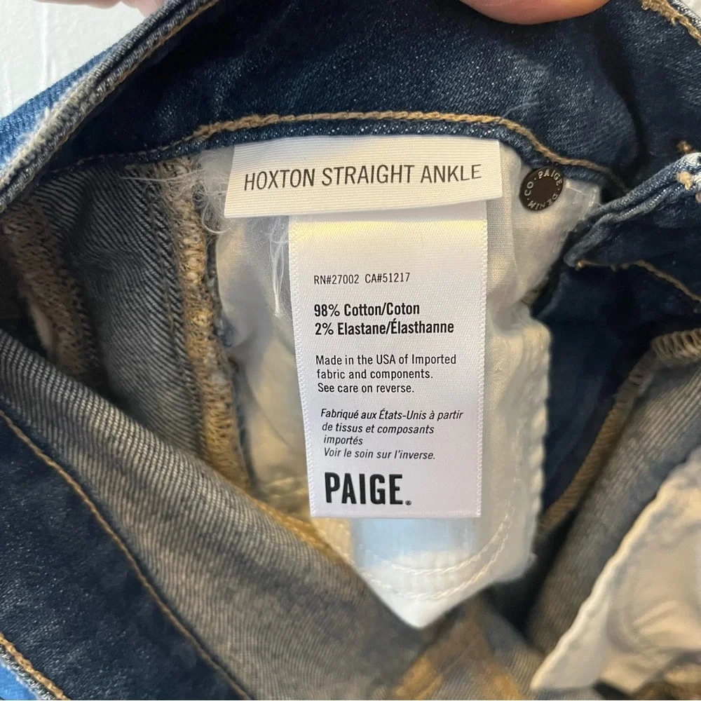 Paige Hoxton Straight Ankle Jeans in Indigo Cream size 28 - Picture 14 of 15